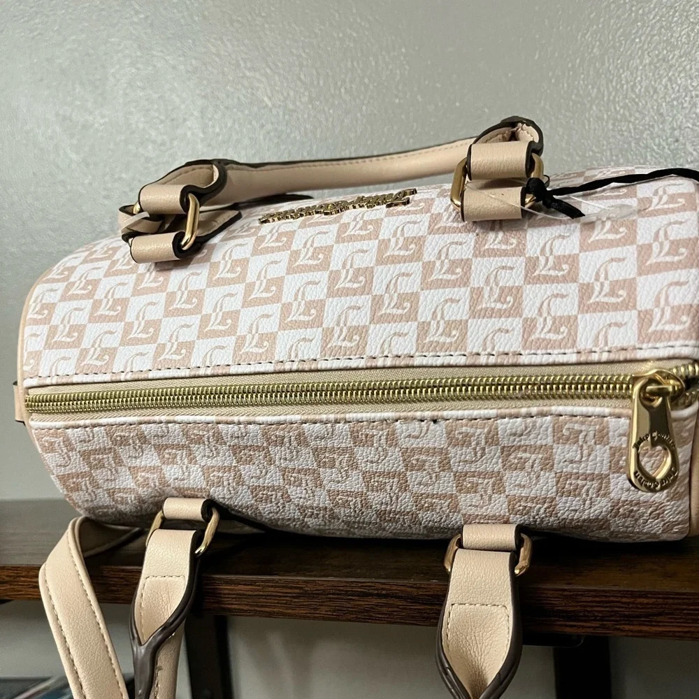 Juicy Couture Geo Sandstone Logo Satchel Purse Top Handle Crossbody NWT